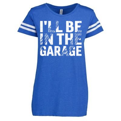 ILl Be In The Garage Dad Car Mechanic Garage Fathers Day Enza Ladies Jersey Football T-Shirt