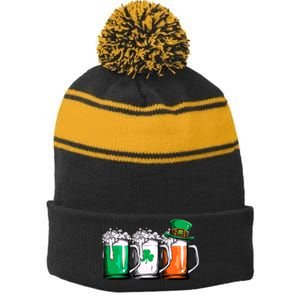 Irish Beer Ireland Flag St Patricks Day Stripe Pom Pom Beanie