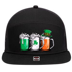 Irish Beer Ireland Flag St Patricks Day 7 Panel Mesh Trucker Snapback Hat