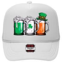 Irish Beer Ireland Flag St Patricks Day High Crown Mesh Back Trucker Hat