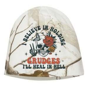 I Believe In Holding Grudges Ill Heal In Hell Kati - Camo Knit Beanie