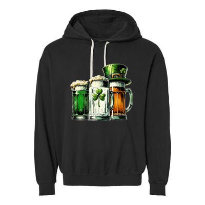 Irish Beer Ireland Flag St Patricks Day Garment-Dyed Fleece Hoodie