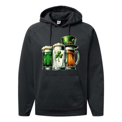 Irish Beer Ireland Flag St Patricks Day Performance Fleece Hoodie