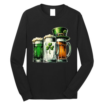 Irish Beer Ireland Flag St Patricks Day Long Sleeve Shirt