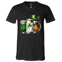 Irish Beer Ireland Flag St Patricks Day V-Neck T-Shirt