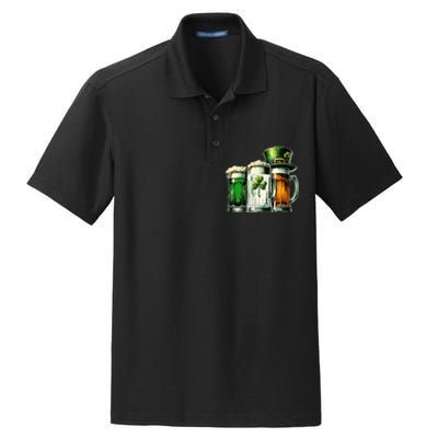 Irish Beer Ireland Flag St Patricks Day Dry Zone Grid Polo