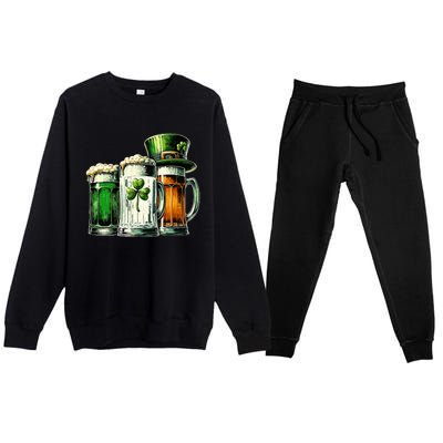 Irish Beer Ireland Flag St Patricks Day Premium Crewneck Sweatsuit Set