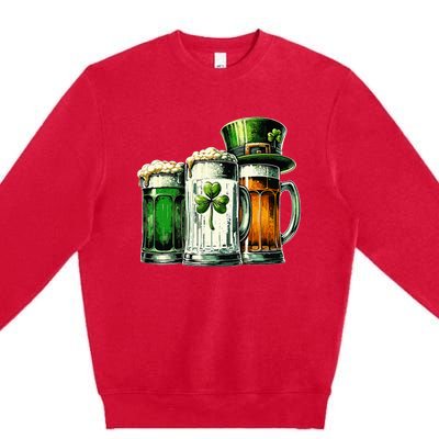 Irish Beer Ireland Flag St Patricks Day Premium Crewneck Sweatshirt