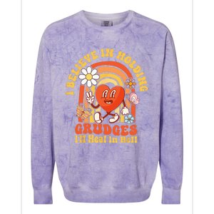 I Believe In Holding Grudges Ill Heal In Hell Rainbow Heart Colorblast Crewneck Sweatshirt