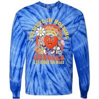 I Believe In Holding Grudges Ill Heal In Hell Rainbow Heart Tie-Dye Long Sleeve Shirt