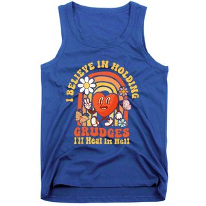 I Believe In Holding Grudges Ill Heal In Hell Rainbow Heart Tank Top