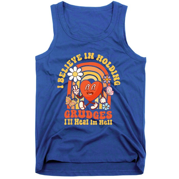 I Believe In Holding Grudges Ill Heal In Hell Rainbow Heart Tank Top