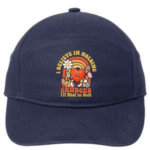 I Believe In Holding Grudges Ill Heal In Hell Rainbow Heart 7-Panel Snapback Hat