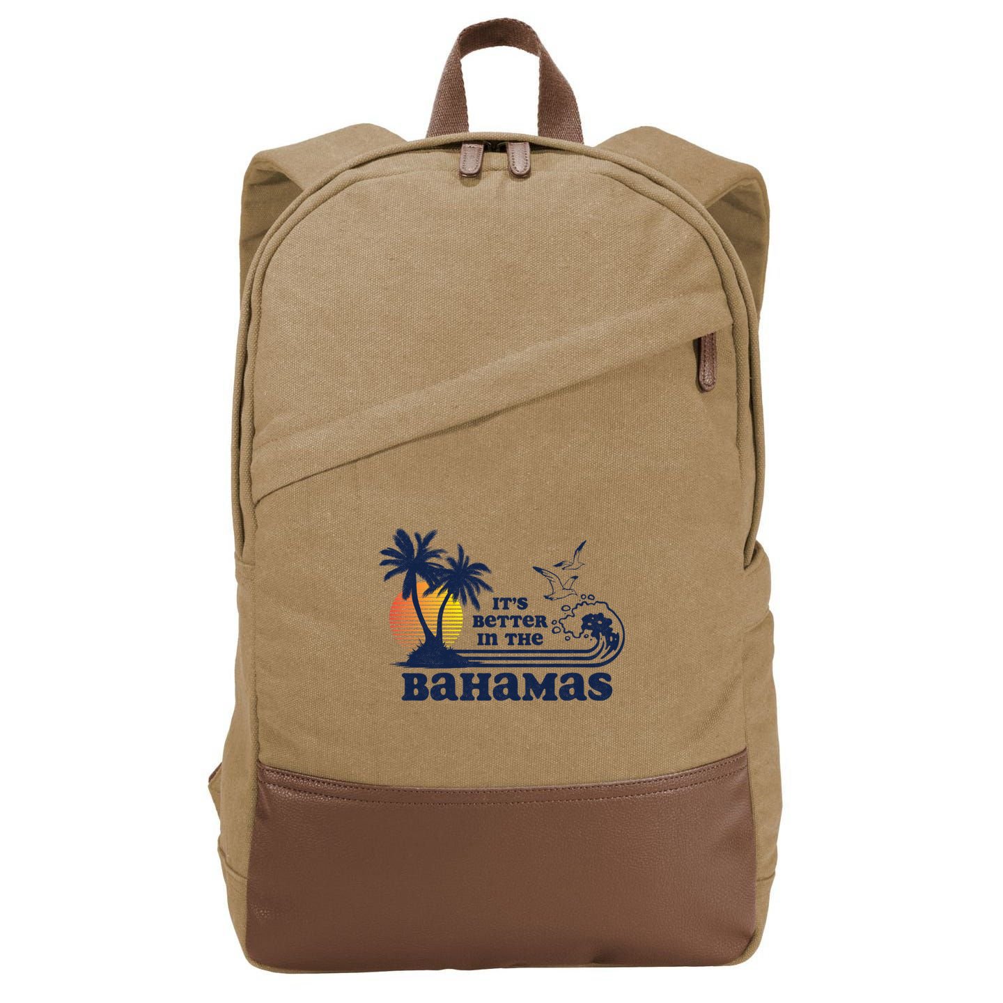 It's Better In The Bahamas Vintage 80s 70s Graphic Cotton Canvas Backpack