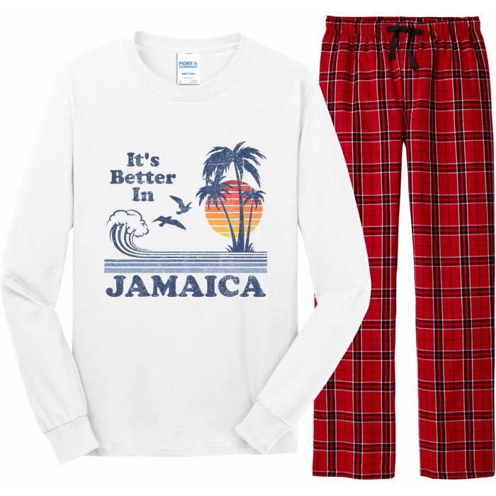 ItS Better In Jamaica Jamaican Beach Retro Vintage 80S 70s Long Sleeve Pajama Set