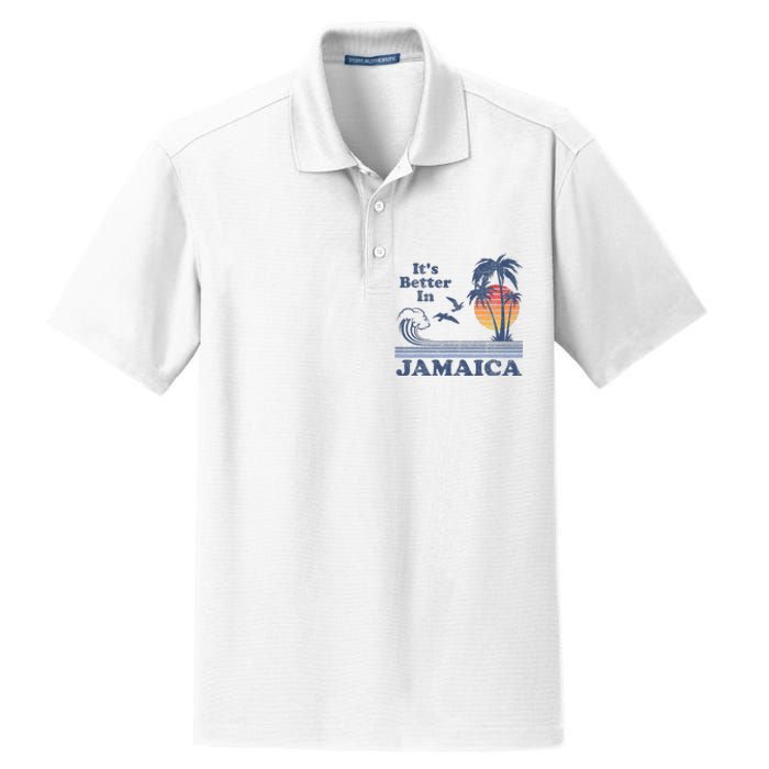 ItS Better In Jamaica Jamaican Beach Retro Vintage 80S 70s Dry Zone Grid Polo