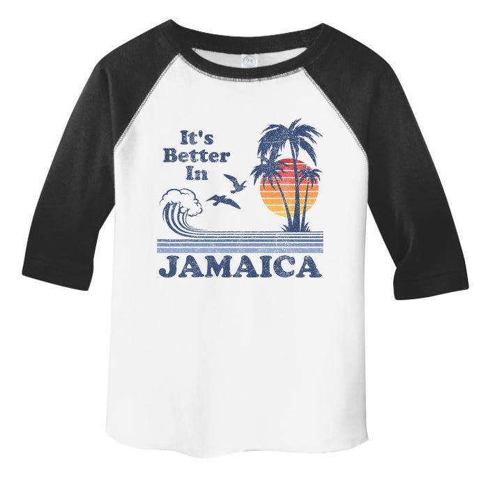 ItS Better In Jamaica Jamaican Beach Retro Vintage 80S 70s Toddler Fine Jersey T-Shirt