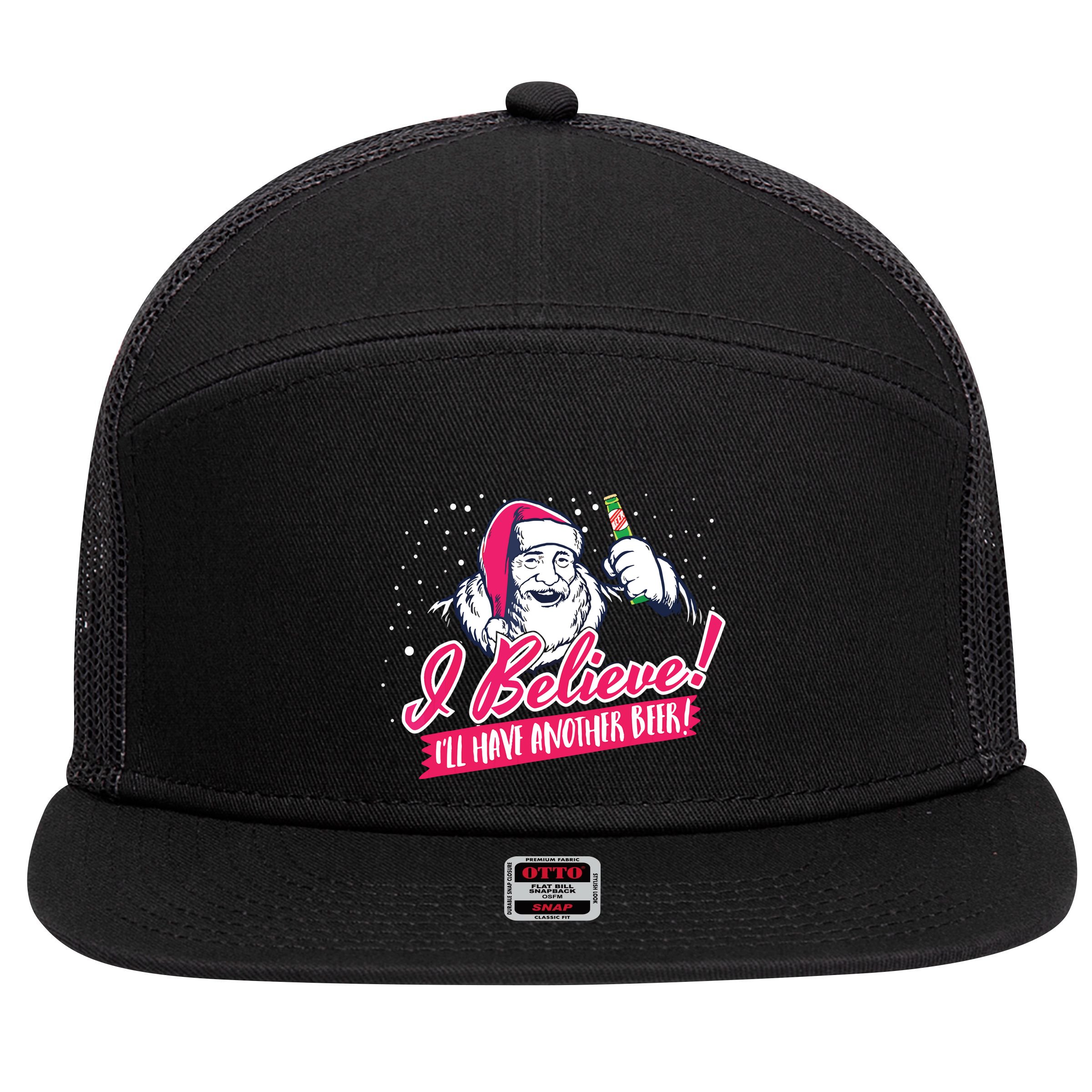 I Believe Ill Have Another Beer Funny Santa Claus 7 Panel Mesh Trucker Snapback Hat
