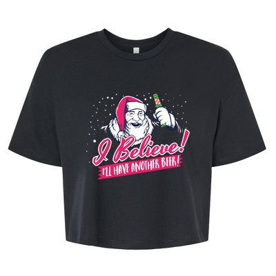 I Believe Ill Have Another Beer Funny Santa Claus Bella+Canvas Jersey Crop Tee