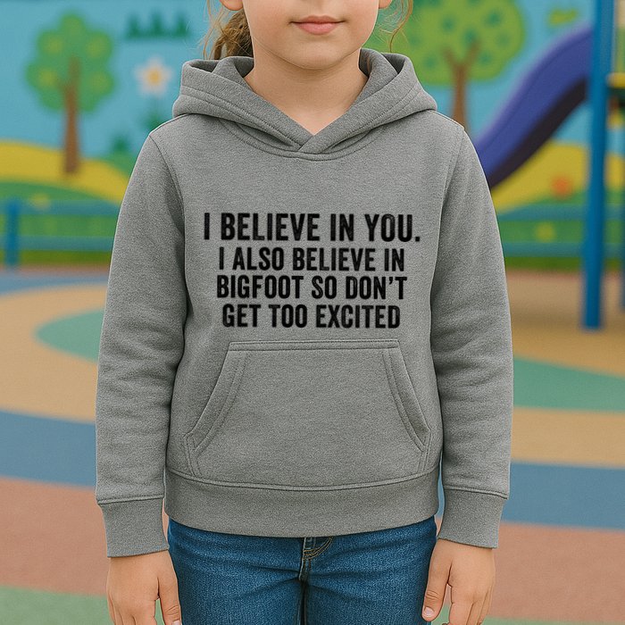 I Believe In You But I Also Believe In Bigfoot So DonT Get Too Excited Kids Hoodie