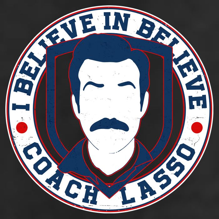 I Believe In Believe Coach Lasso Emblem 7 Panel Mesh Trucker Snapback Hat