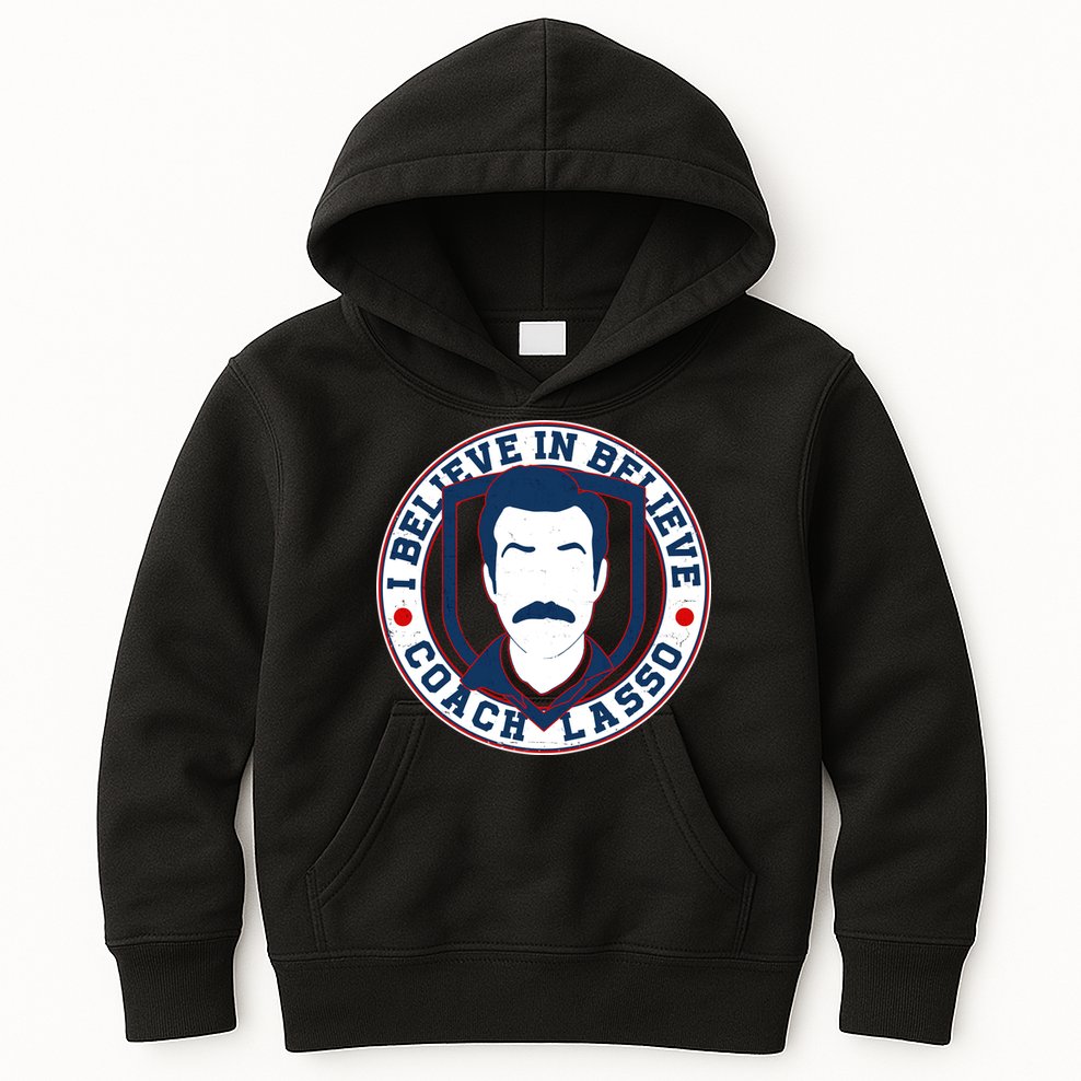 I Believe In Believe Coach Lasso Emblem Kids Hoodie