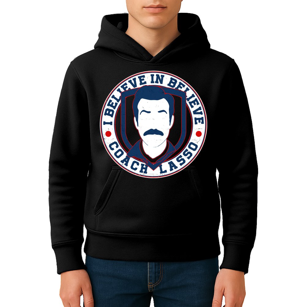 I Believe In Believe Coach Lasso Emblem Kids Hoodie