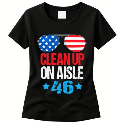 Impeach Biden Impeach 46 Clean Up On Aisle 46 Biden Womens T-Shirt
