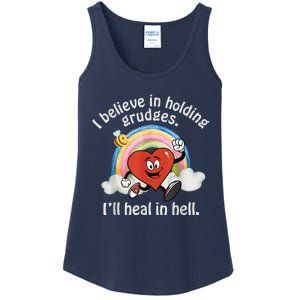 I Believe In Holding Grudges I'll Heal In Hell Heart Rainbow Ladies Essential Tank