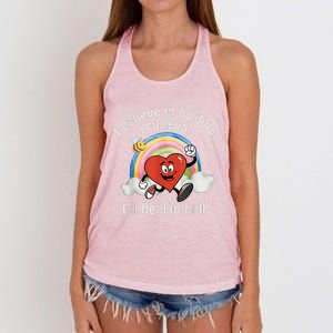 I Believe In Holding Grudges I'll Heal In Hell Heart Rainbow Women's Knotted Racerback Tank