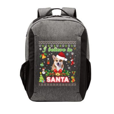 I Believe In Santa Corgi Dog Christmas Paws Sweater Ugly Gift Vector Backpack