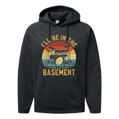 I’ll Be In The Basement Drumming Funny Drummer Performance Fleece Hoodie