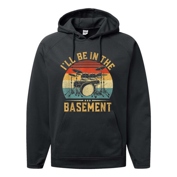 I’ll Be In The Basement Drumming Funny Drummer Performance Fleece Hoodie