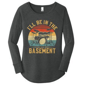 I’ll Be In The Basement Drumming Funny Drummer Women's Perfect Tri Tunic Long Sleeve Shirt