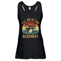 I’ll Be In The Basement Drumming Funny Drummer Ladies Essential Flowy Tank