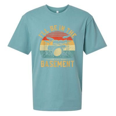 I’ll Be In The Basement Drumming Funny Drummer Sueded Cloud Jersey T-Shirt