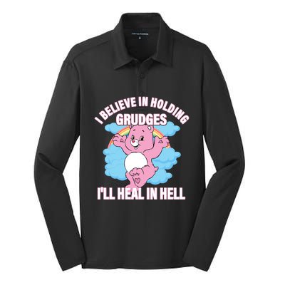 I Believe In Holding Grudges I’ll Heal In Hell Apparel Silk Touch Performance Long Sleeve Polo