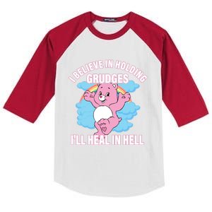 I Believe In Holding Grudges I’ll Heal In Hell Apparel Kids Colorblock Raglan Jersey