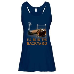 ILl Be In The Backyard Funny Cigar And Bourbon Lovers Ladies Essential Flowy Tank