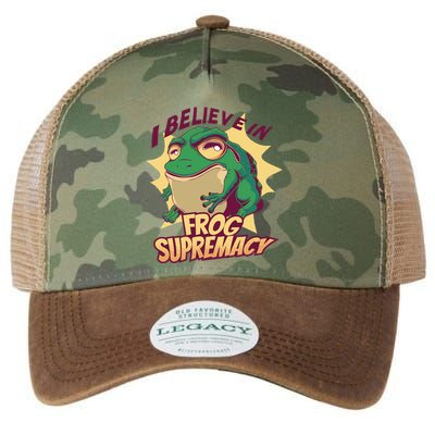 I Believe In Frog Supremacy Funny Legacy Tie Dye Trucker Hat