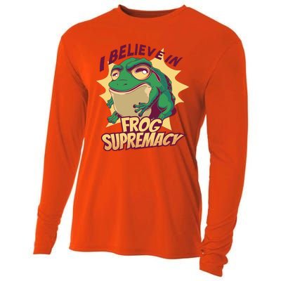 I Believe In Frog Supremacy Funny Cooling Performance Long Sleeve Crew