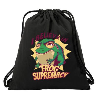 I Believe In Frog Supremacy Funny Drawstring Bag