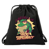 I Believe In Frog Supremacy Funny Drawstring Bag