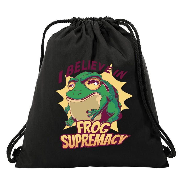 I Believe In Frog Supremacy Funny Drawstring Bag