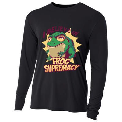 I Believe In Frog Supremacy Funny Cooling Performance Long Sleeve Crew