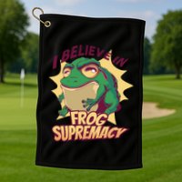 I Believe In Frog Supremacy Funny Golf Towel