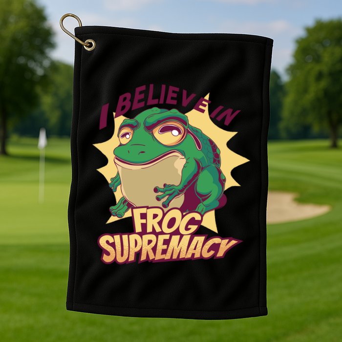 I Believe In Frog Supremacy Funny Golf Towel