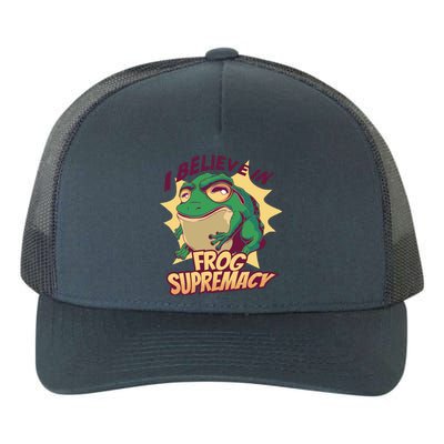 I Believe In Frog Supremacy Funny Yupoong Adult 5-Panel Trucker Hat