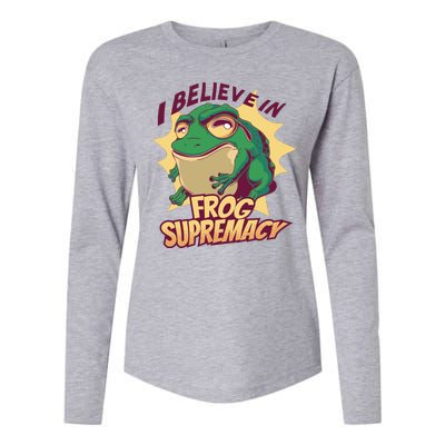 I Believe In Frog Supremacy Funny Womens Cotton Relaxed Long Sleeve T-Shirt