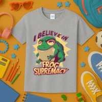 I Believe In Frog Supremacy Funny Kids T-Shirt